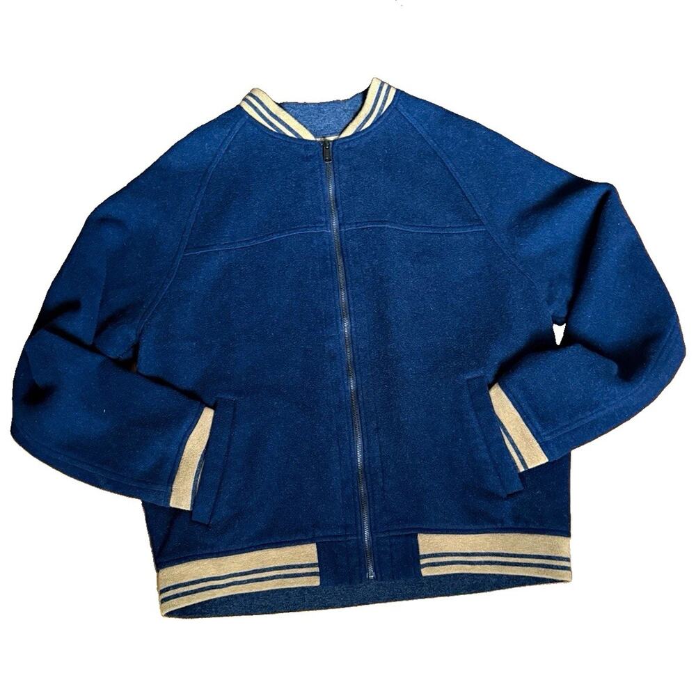 Tommy Hilfiger Mens Bomber Jacket XXL Blue Tan Full Zip Logo Lined